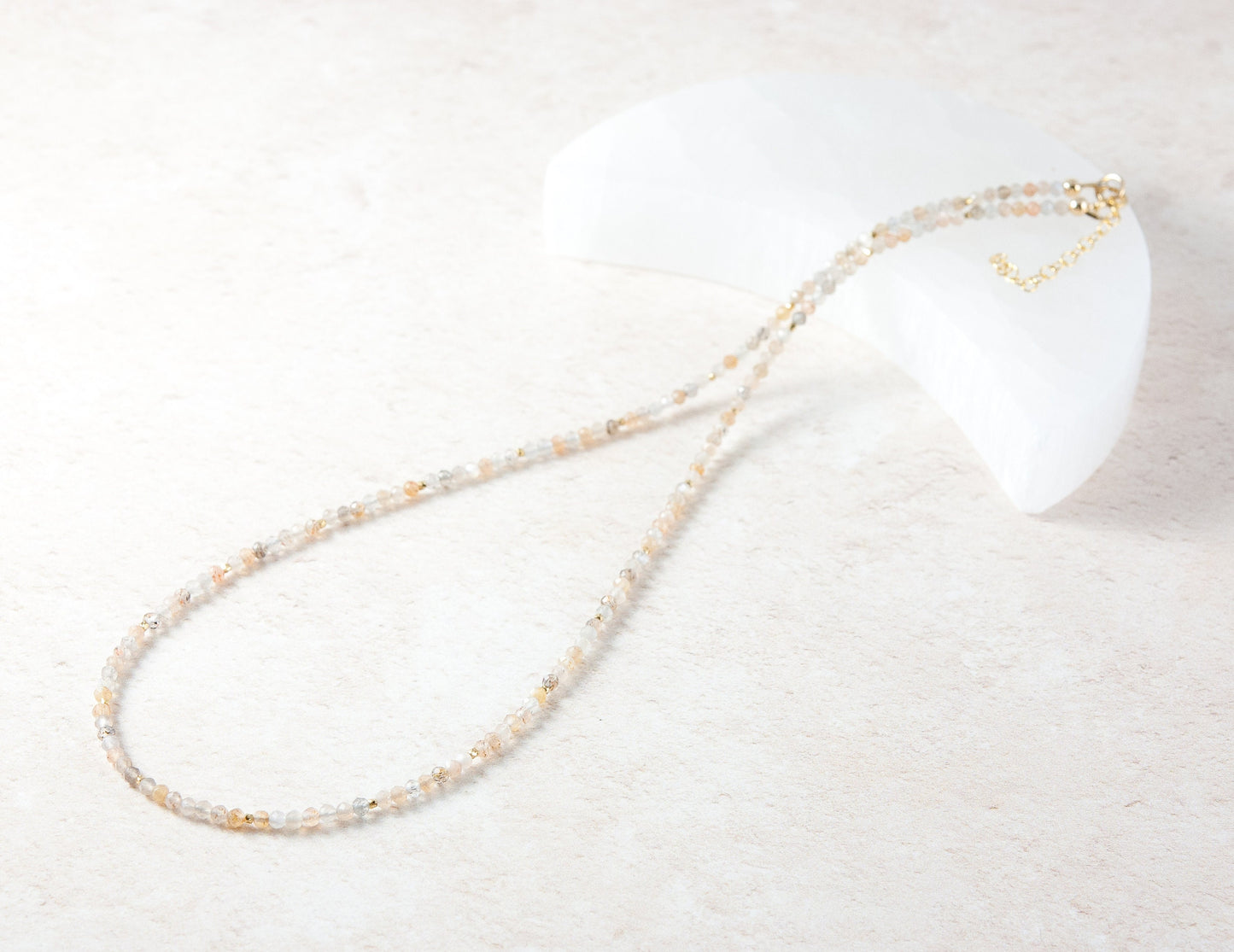Dainty Sunstone and Moonstone Gemstone Necklace