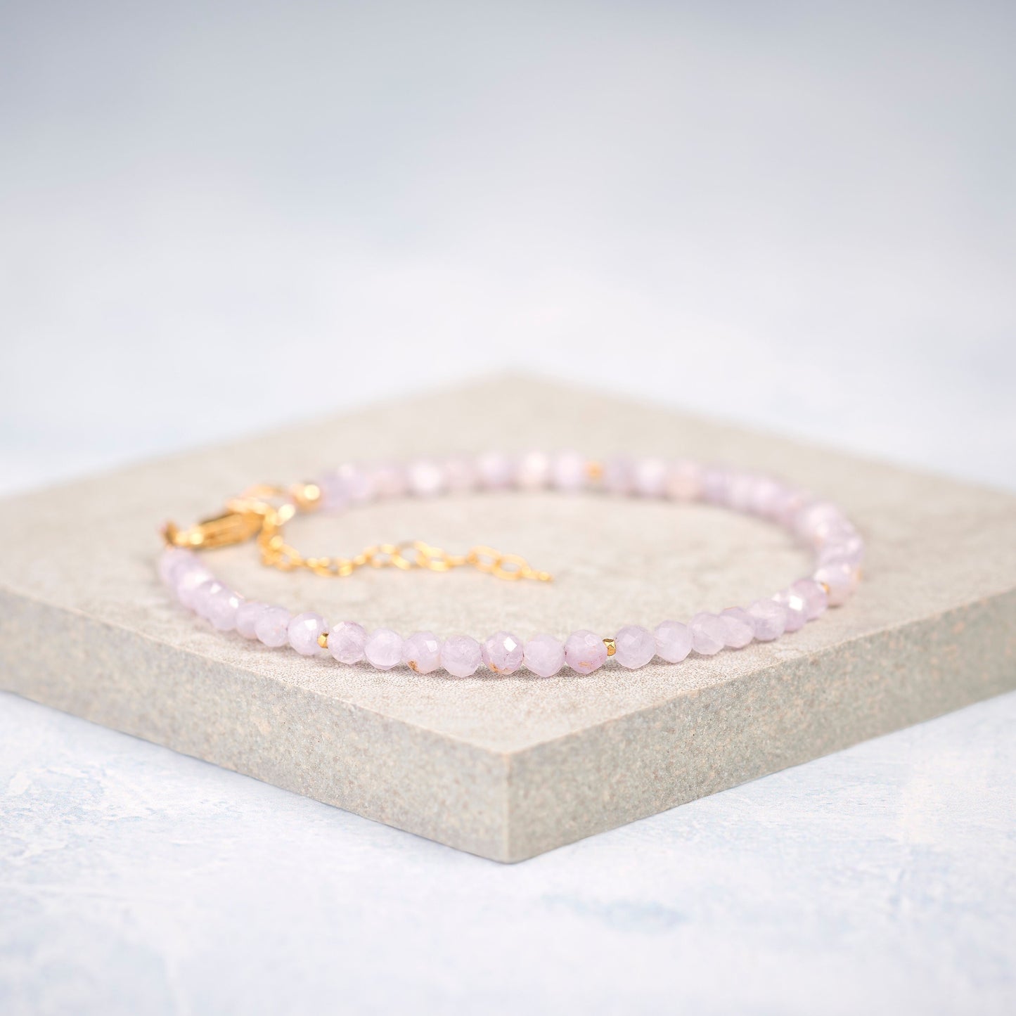 Dainty Kunzite Gemstone Bracelet (3mm)