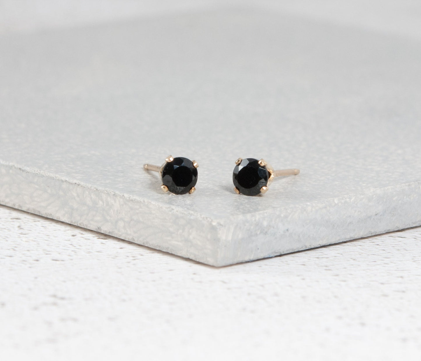 Dainty Black Spinel Gemstone Stud Earrings