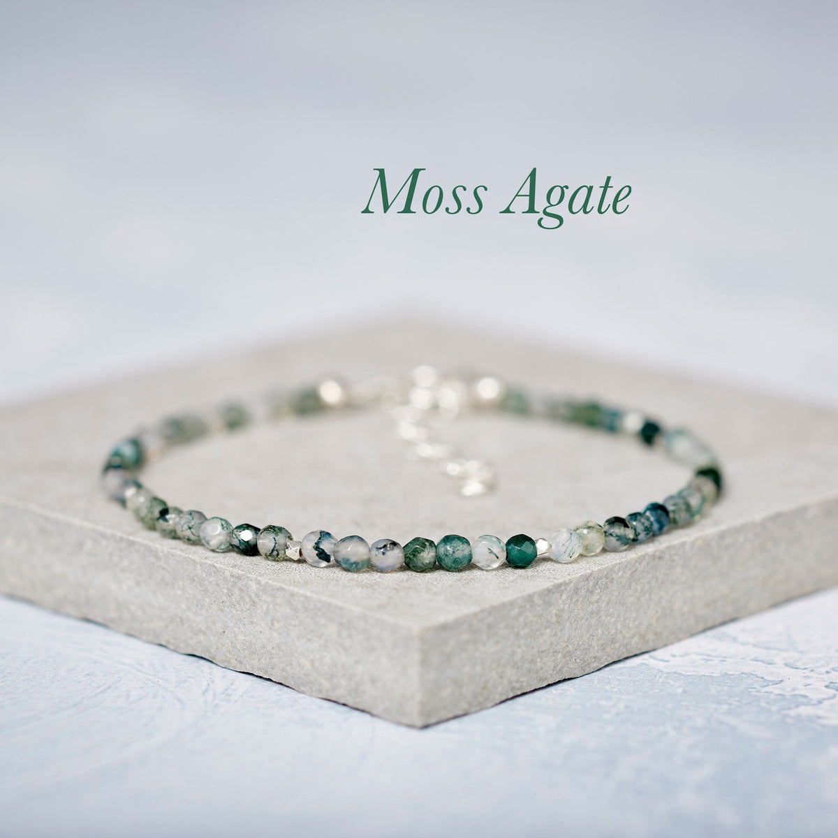 Moss Agate Dainty Handmade Bracelet - Polly-A Jewellery