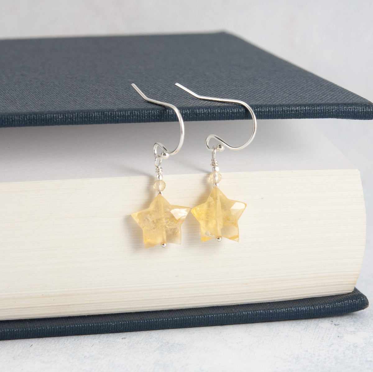 Citrine Star Earrings - Handmade November Birthstone Jewellery - Polly-A Jewellery