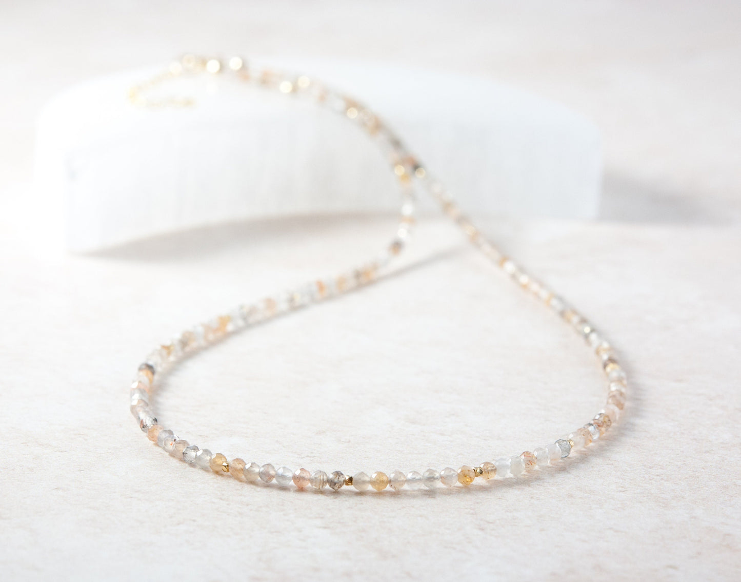 Dainty Sunstone and Moonstone GemstoneBracelet