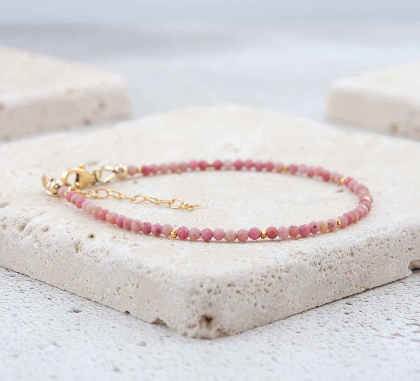 Dainty Rhodonite Gemstone Bracelet