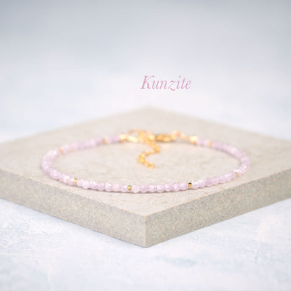 Dainty Kunzite Gemstone Bracelet (2mm)