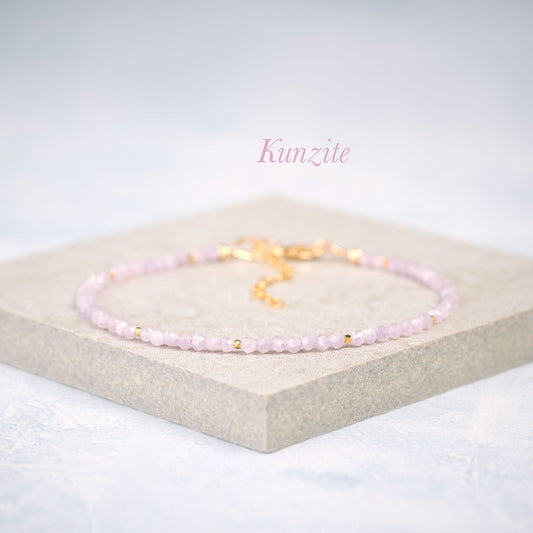 Dainty Kunzite Gemstone Bracelet (2mm)