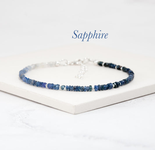 Dainty Blue Sapphire Ombre / Shaded Bracelet