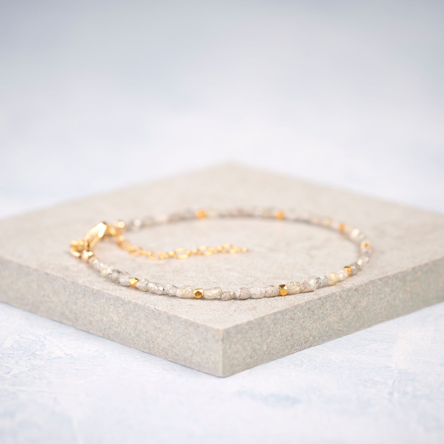 Raw Silver-Grey Diamond Dainty Bracelet