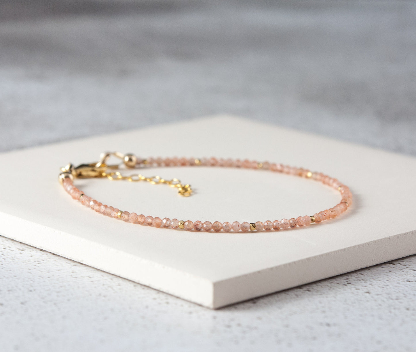 Dainty Sunstone Gemstone Bracelet (2mm)