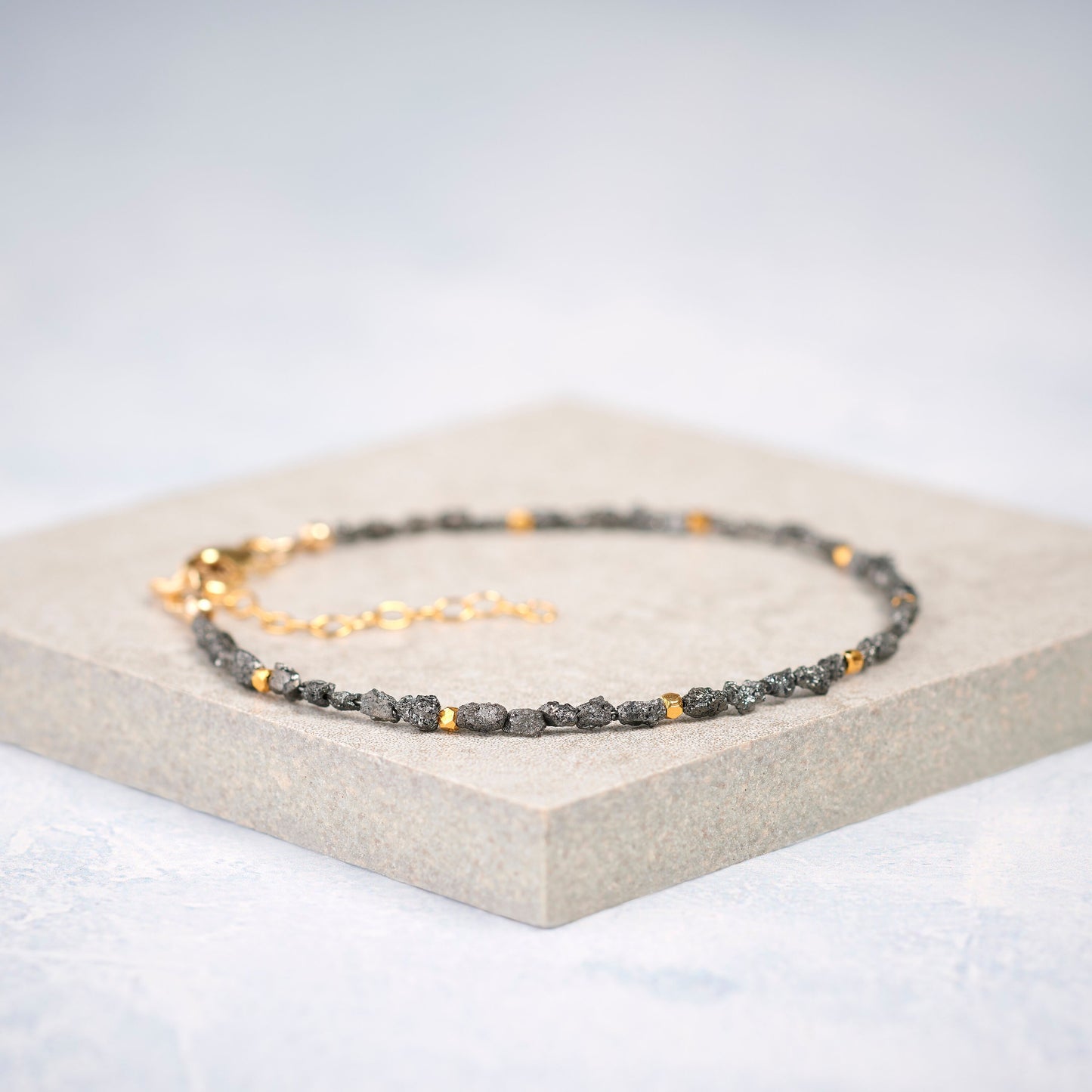 Raw Black Diamond Dainty Gemstone Bracelet