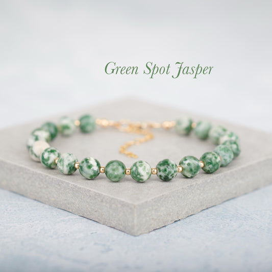 Green Spot Jasper Gemstone Bracelet