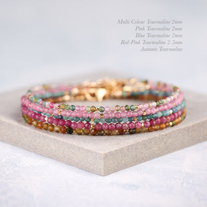 Dainty Pink Tourmaline Gemstone Bracelet