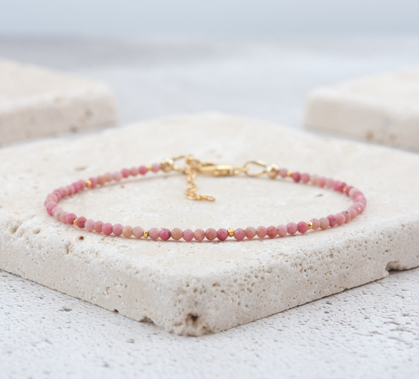 Dainty Rhodonite Gemstone Bracelet