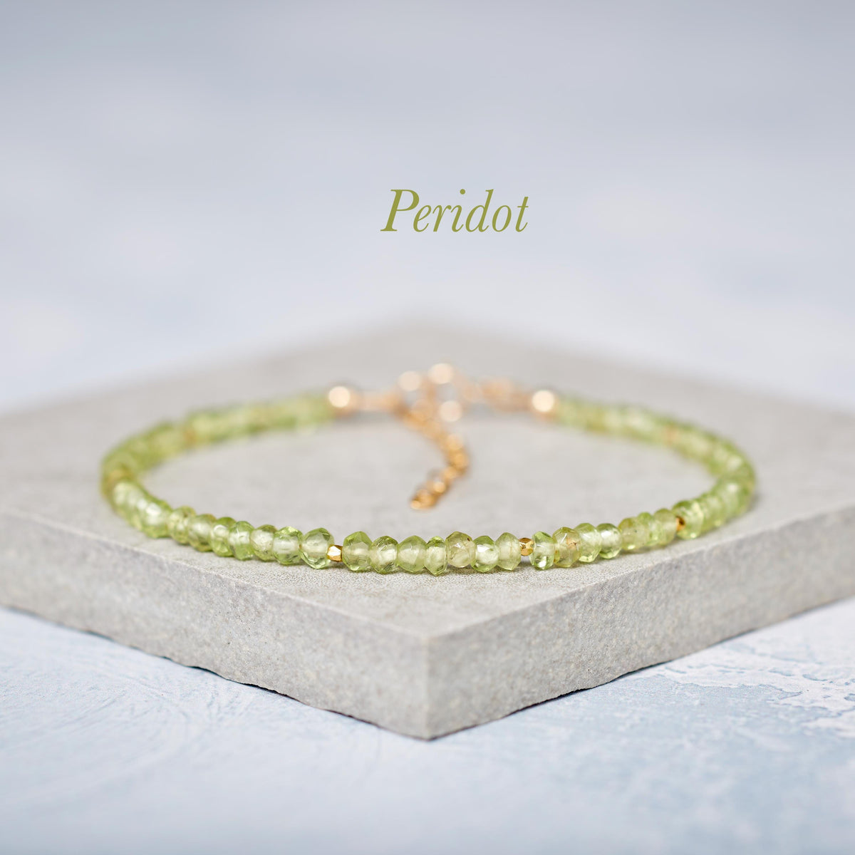 Set Of 4 Dainty Gemstone Stacking Bracelets - Aquamarine, Aventurine, Peridot & Rose Quartz