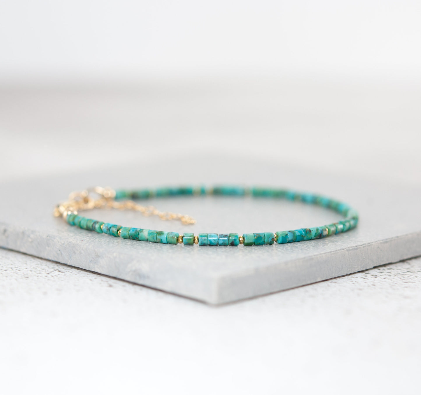 Dainty Turquoise Gemstone Heishi Bead Bracelet