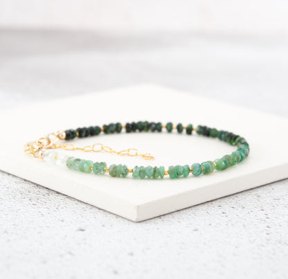 Dainty Ombre / Shaded Emerald Bracelet