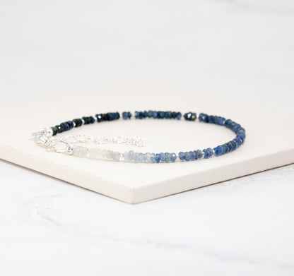 Dainty Blue Sapphire Ombre / Shaded Bracelet