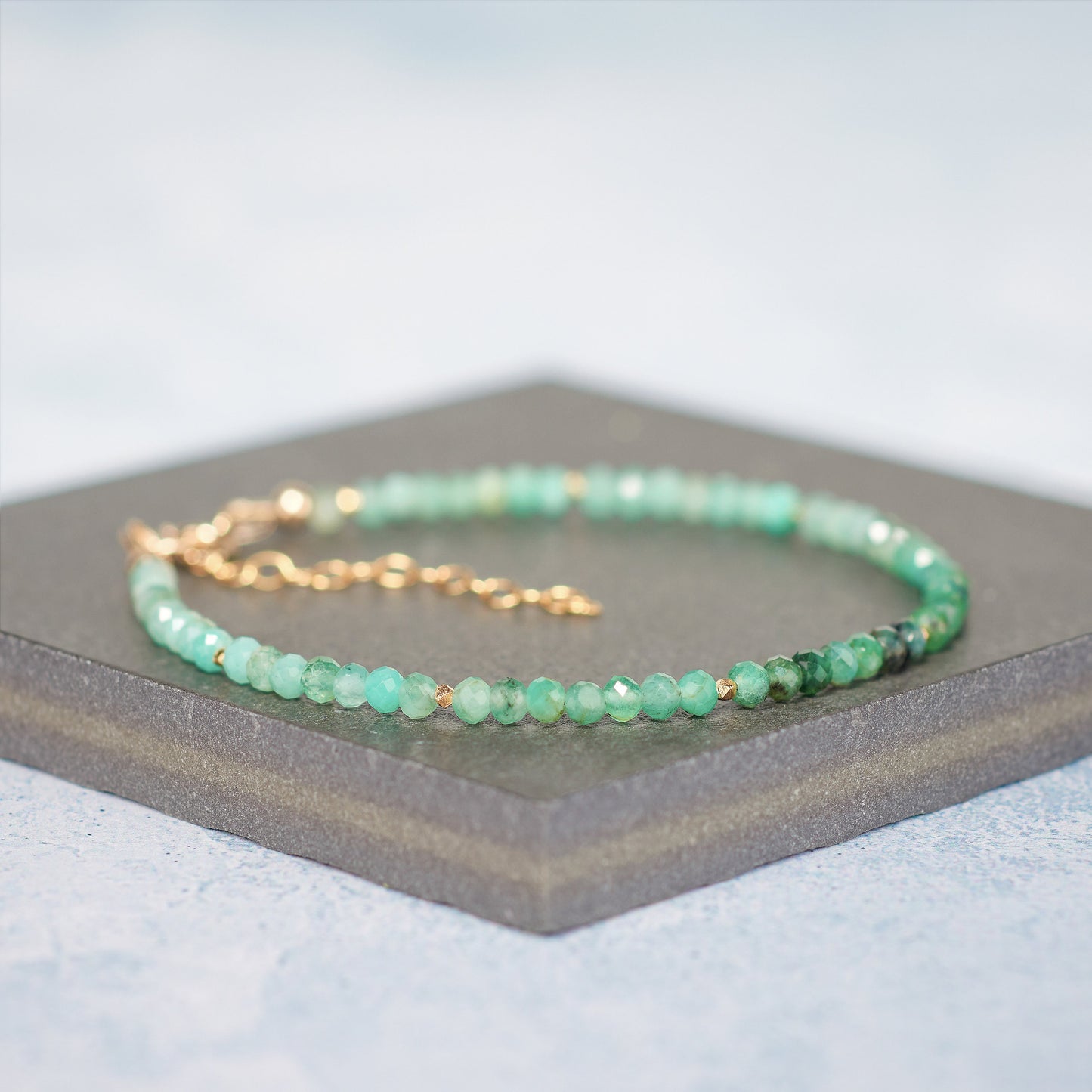 Dainty Emerald Ombre Shaded Gemstone Bracelet