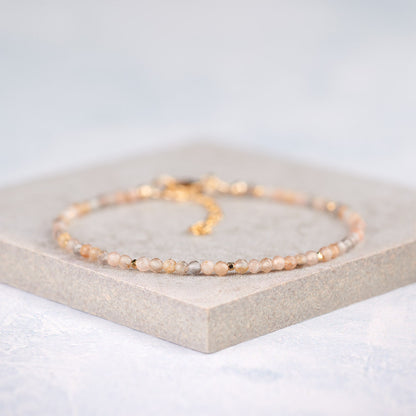 Dainty Sunstone and Moonstone Gemstone Necklace