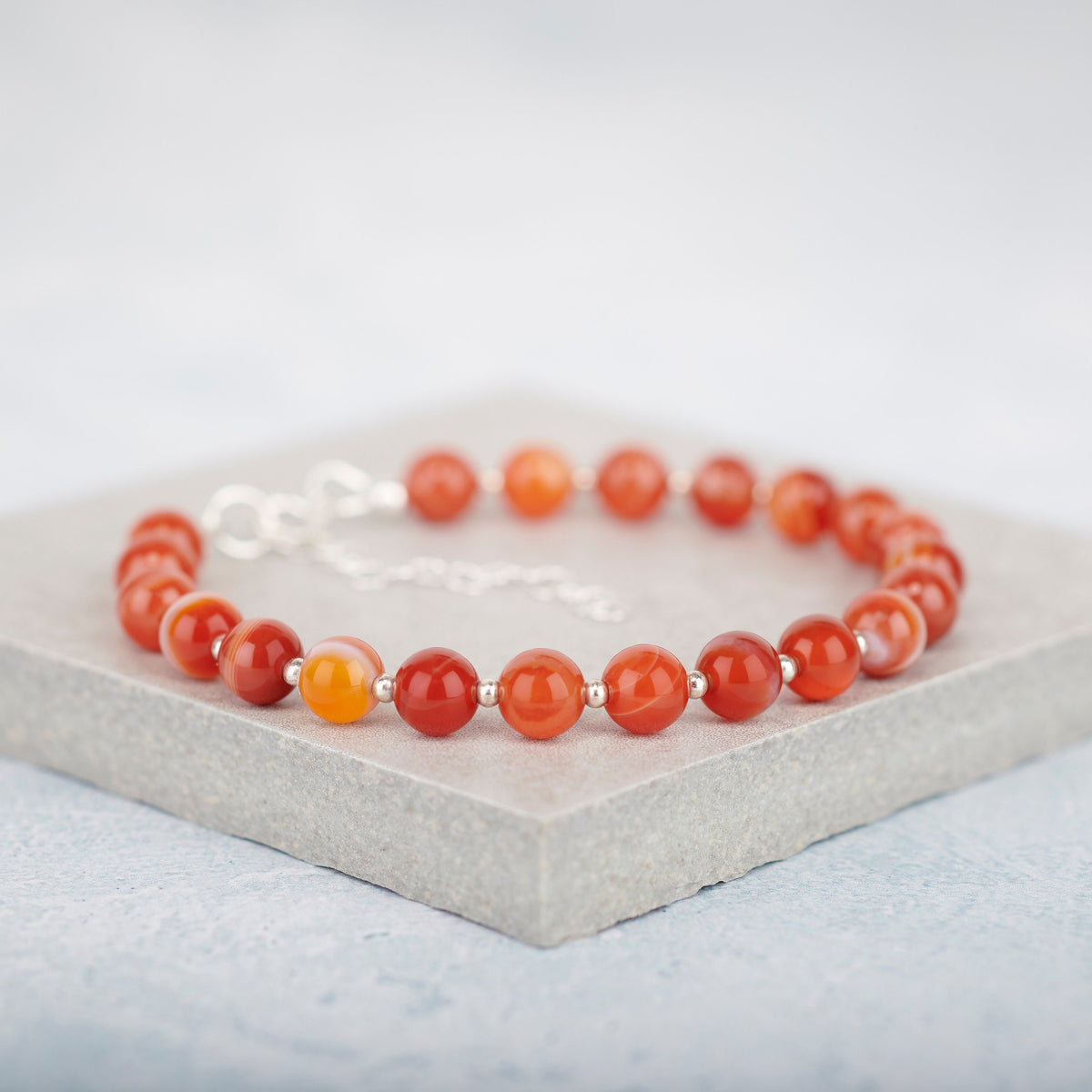 Orange Striped Agate Gemstone Bracelet