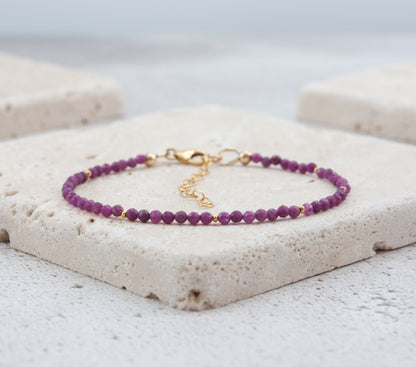 Dainty Pink Ruby Gemstone Bracelet