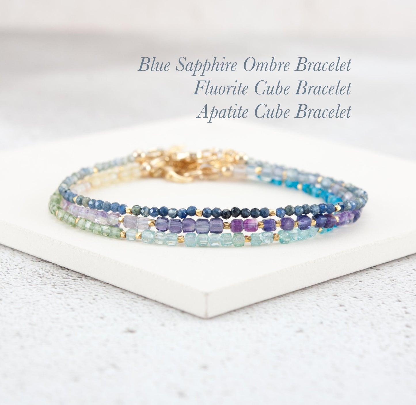 Dainty Blue Sapphire Ombre / Shaded Gemstone Bracelet