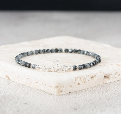 Dainty Snowflake Obsidian Bracelet