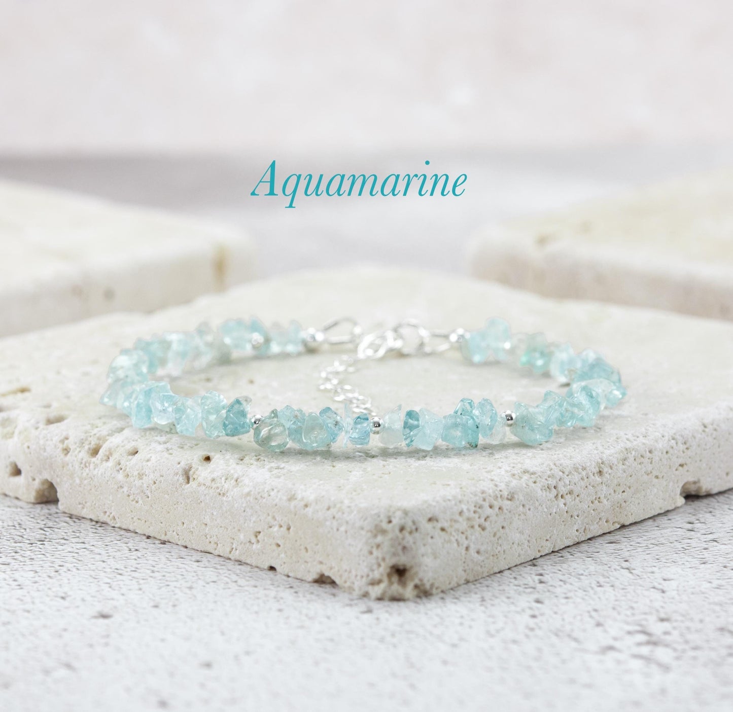 Raw Aquamarine Gemstone Bracelet
