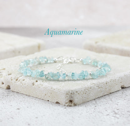 Raw Aquamarine Gemstone Bracelet