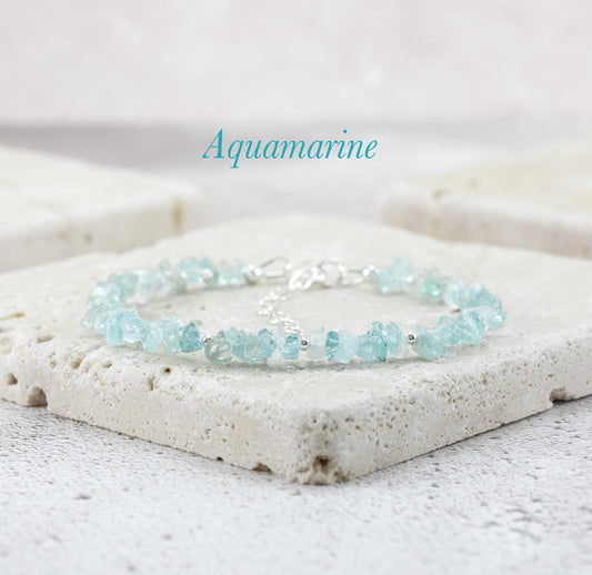 Raw Aquamarine Gemstone Bracelet