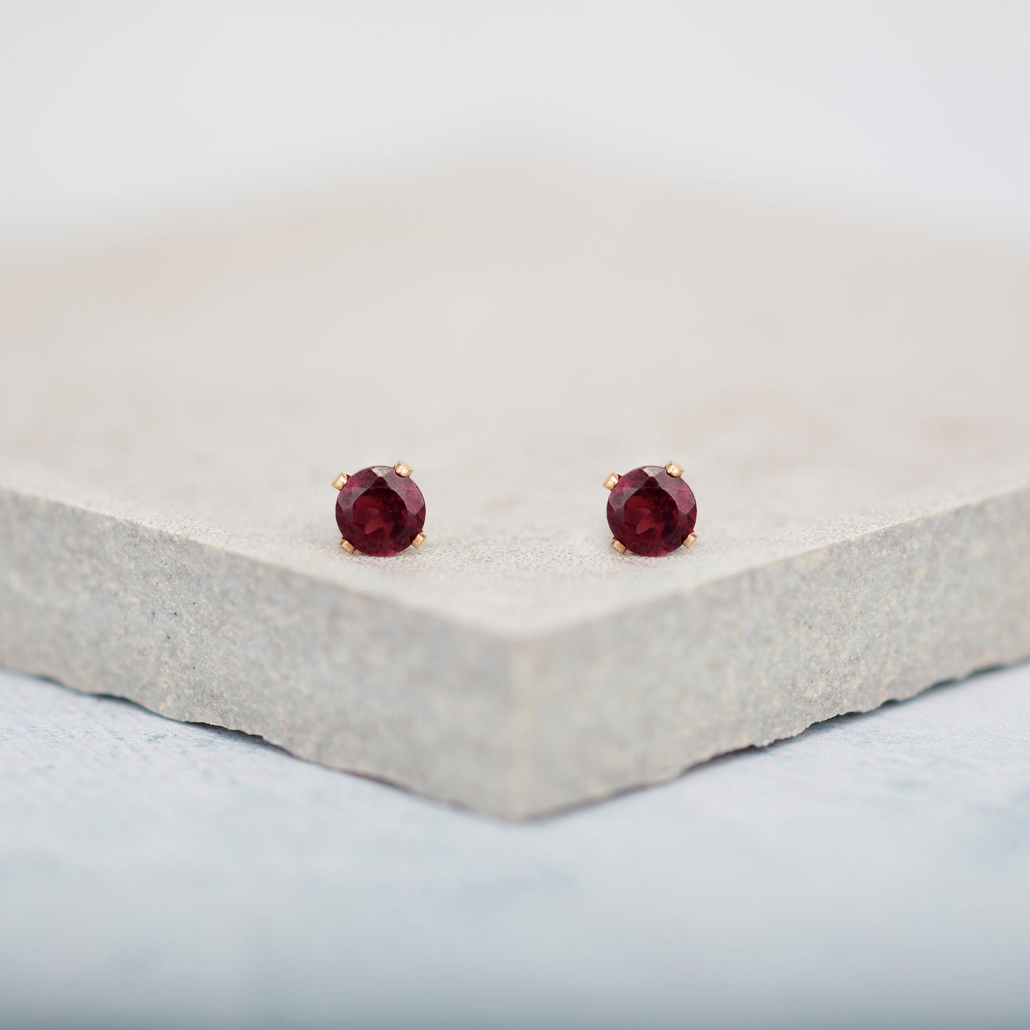 Dainty Garnet Stud Earrings