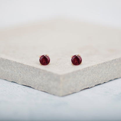 Dainty Garnet Stud Earrings