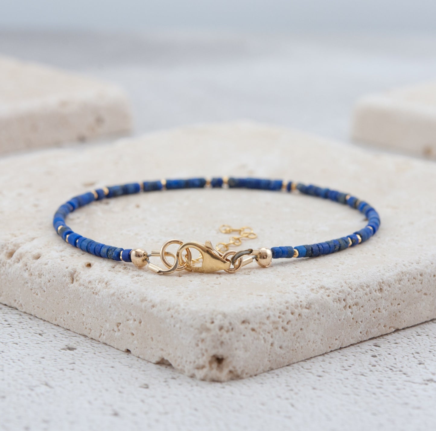 Lapis Lazuli Tiny Heishi Bead Gemstone Bracelet