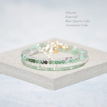 Dainty Emerald Ombre Shaded Gemstone Bracelet