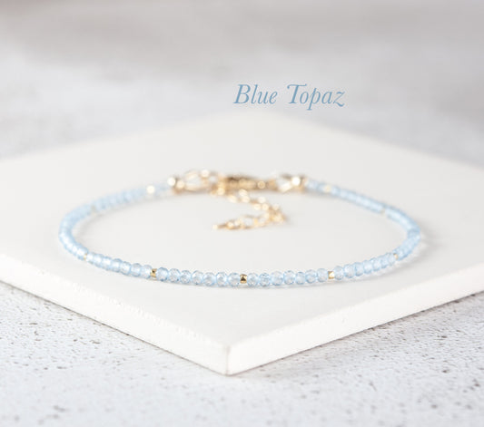 Dainty Sky Blue Topaz Gemstone Bracelet