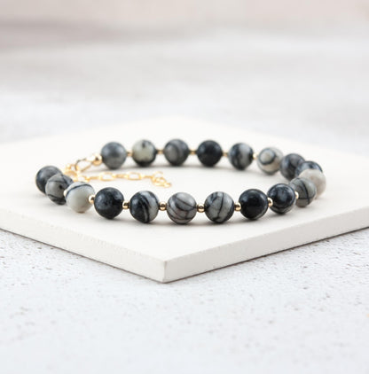 Netstone / Spider Web Jasper Gemstone Bracelet