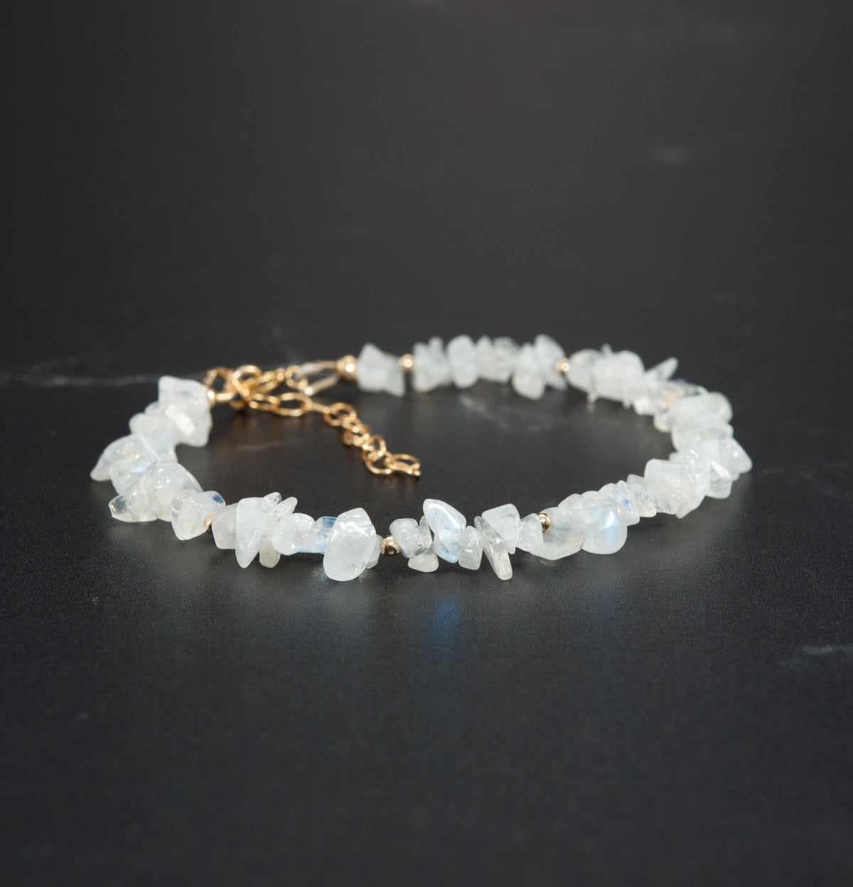 Raw Rainbow Moonstone Gemstone Bracelet