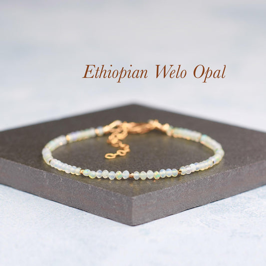 Dainty Ethiopian Welo Opal Bracelet (AAA Grade)