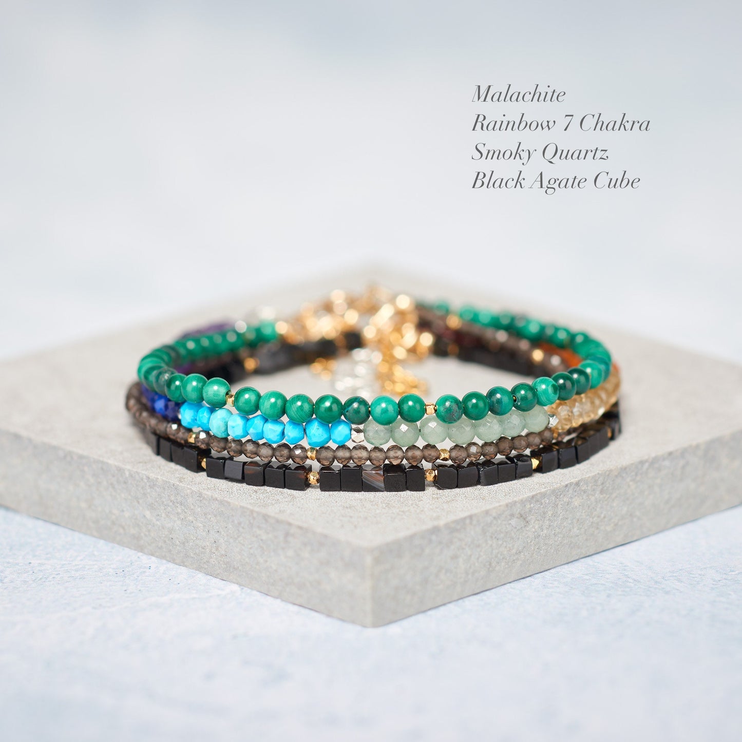 Dainty Seven Chakra Rainbow Gemstone Bracelet
