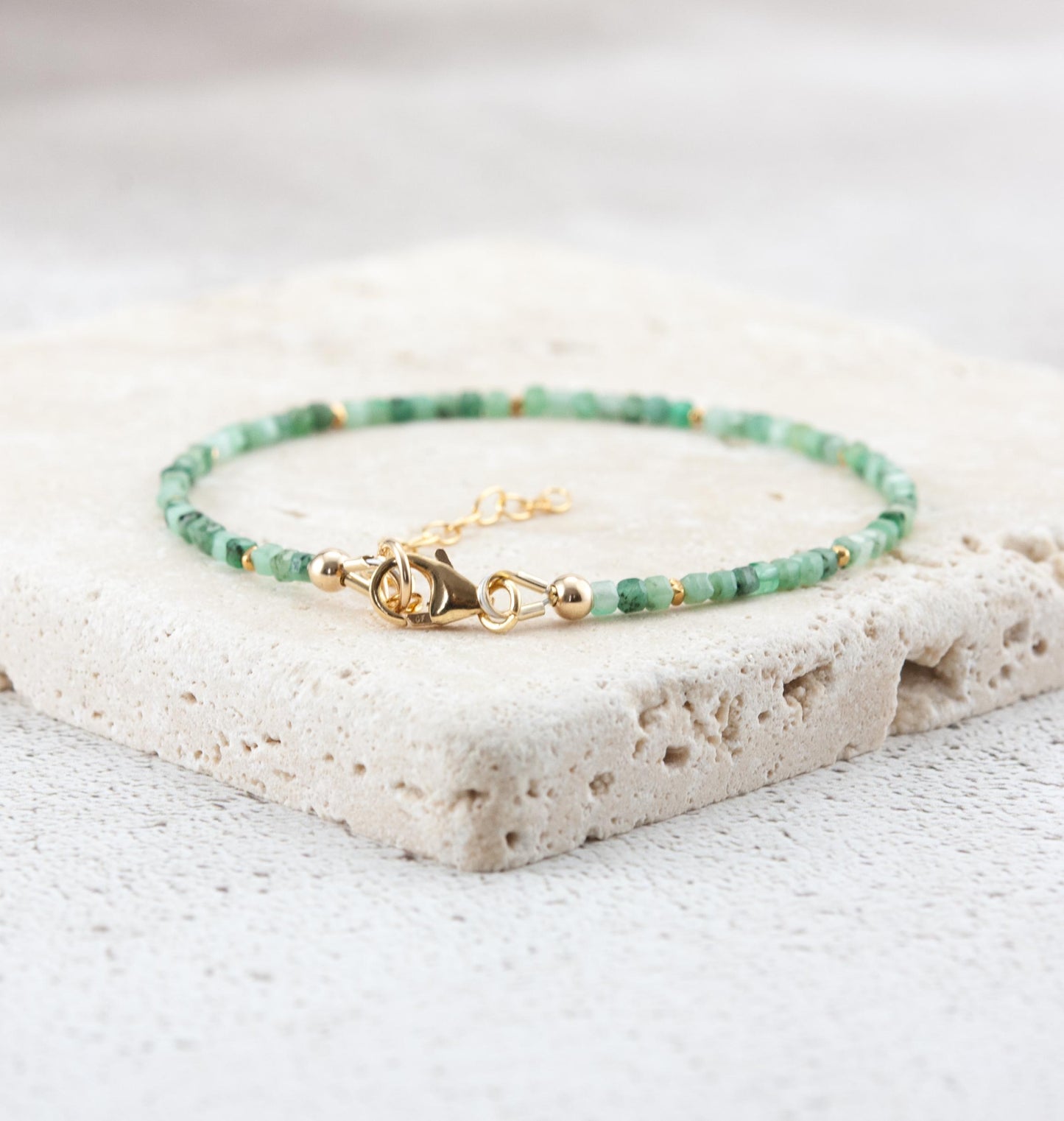 Dainty Emerald Cube Bracelet