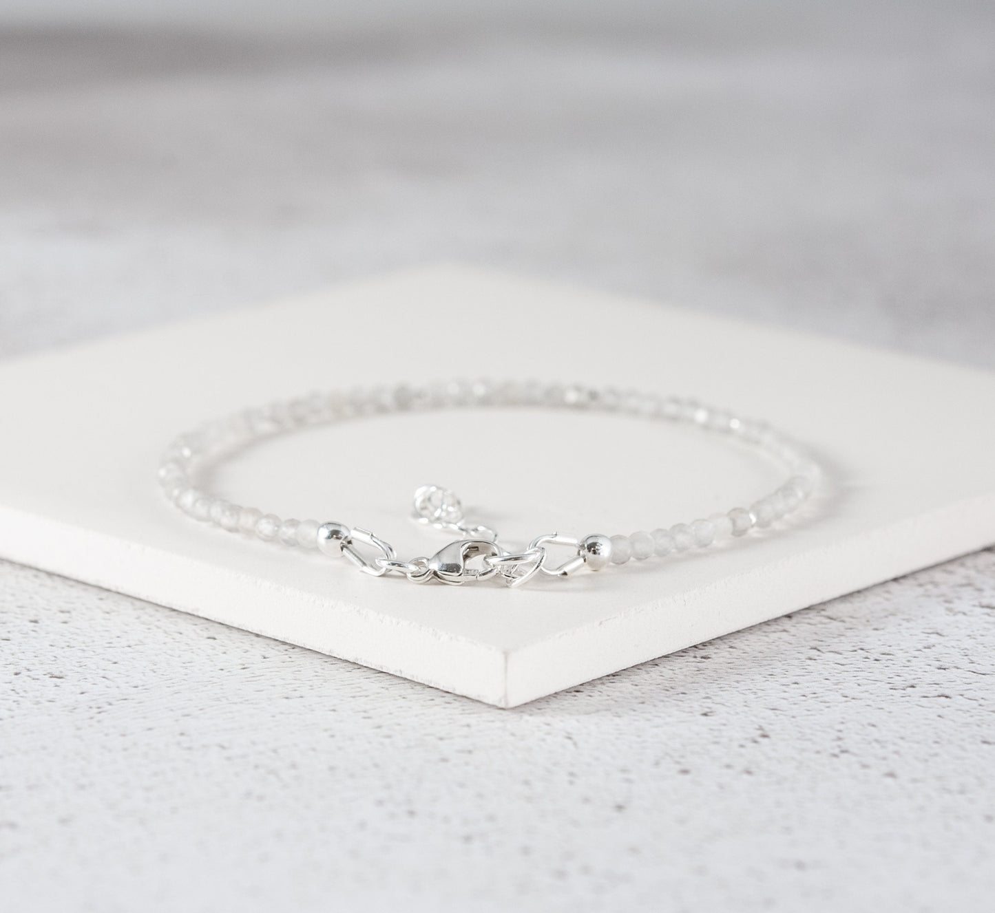 Dainty Grey Moonstone Gemstone Bracelet