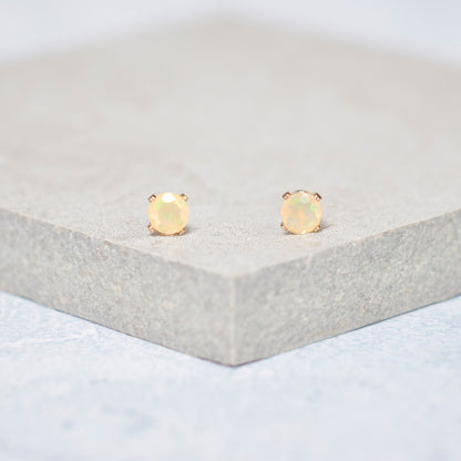 Dainty Ethiopian Opal Gemstone Stud Earrings