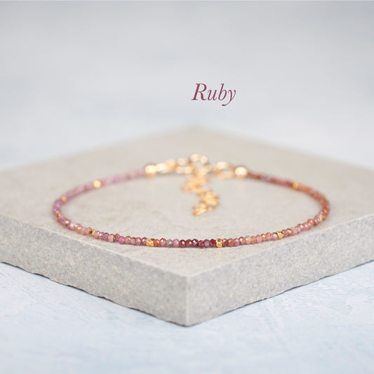 Dainty Ruby Gemstone Bracelet