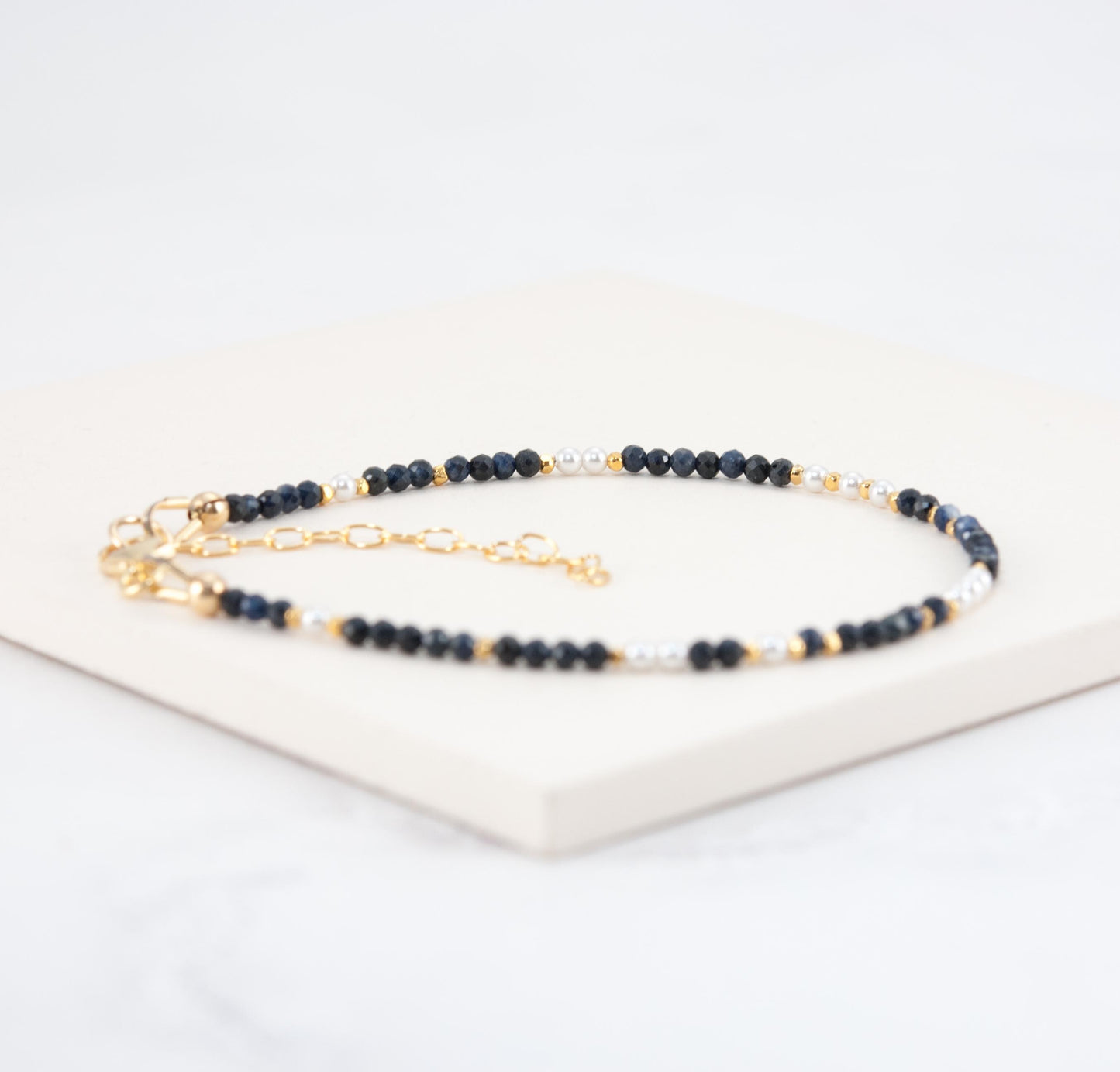 Dainty Sapphire & Pearl Bracelet
