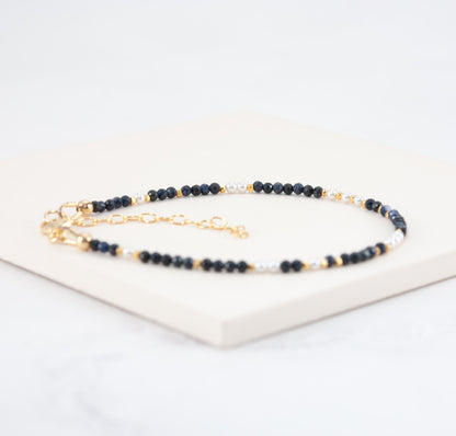 Dainty Sapphire & Pearl Bracelet