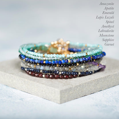 Dainty Emerald Heishi Bead Gemstone Bracelet