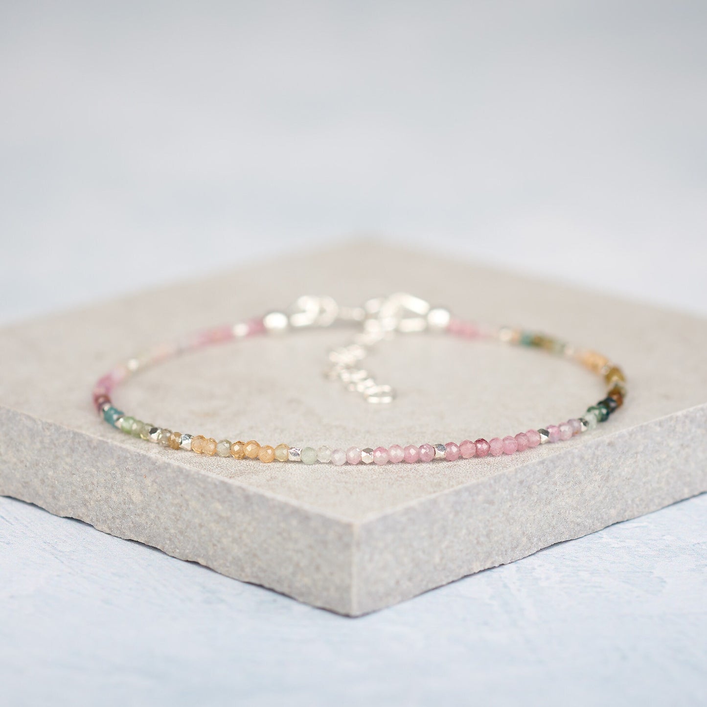 Dainty Watermelon Tourmaline Gemstone Bracelet