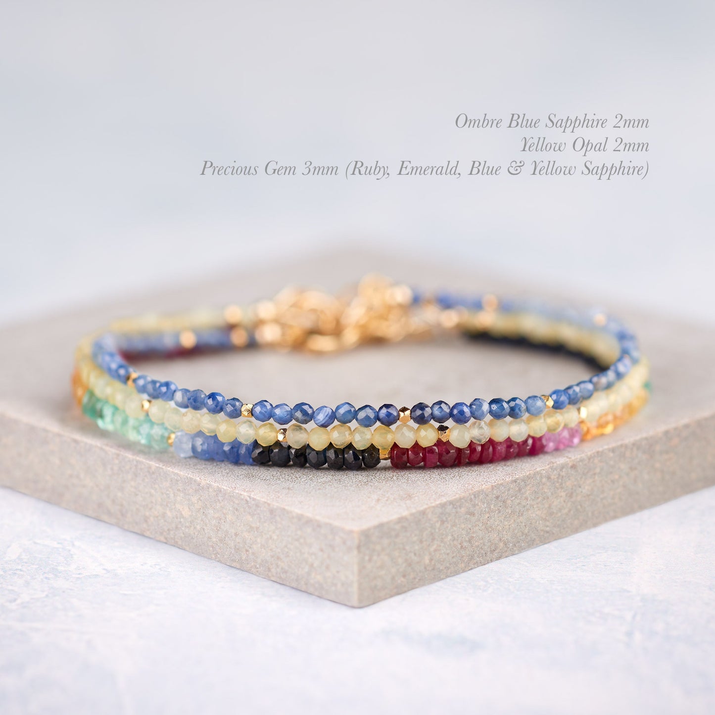 Dainty Precious Gemstone Bracelet (Ruby, Emerald and Blue, Pink & Yellow Sapphire)