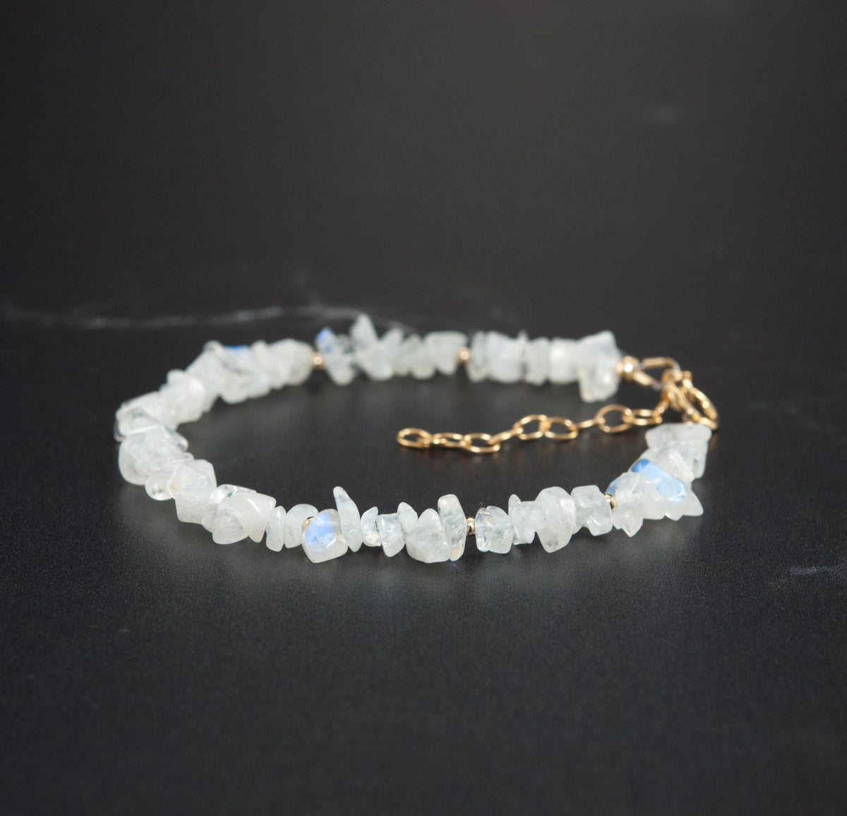 Raw Rainbow Moonstone Gemstone Bracelet