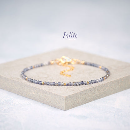 Dainty Iolite Gemstone Bracelet