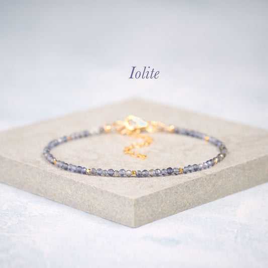 Dainty Iolite Gemstone Bracelet
